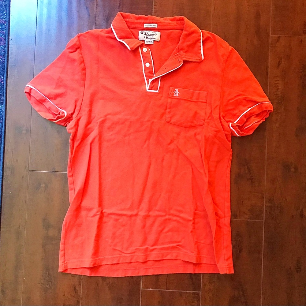 PENGUIN boys kids orange collar polo shirt
